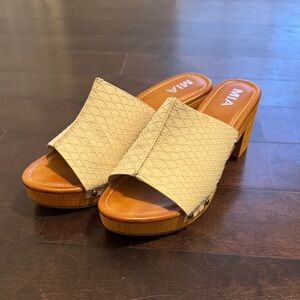 Mia mules leather stuffed animal print block heel with platform 9